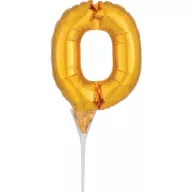 Brojevi Gold Zlatni balon s brojem 0 za tortu od 15 cm