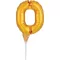 Brojevi Gold Zlatni balon s brojem 0 za tortu od 15 cm