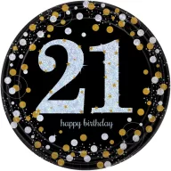   Sretan rođendan Gold Happy Birthday 21 papirnati tanjur, 8 komada, 23 cm
