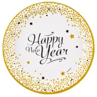   Sretna Nova Godina Golden Wishes Happy New Year papirnat tanjur, 8 komada, 23 cm
