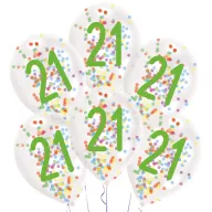   Sretan rođendan Droplets Happy Birthday 21 balon ispunjen konfeti, 6 komada balona, veličine 11 inča (27,5 cm)