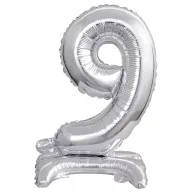  Brojevi Silver Srebrni mini broj 9 folijski balon s postoljem 38 cm