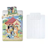   Bluey Family Home dječji set posteljine za vrtić i prekrivac/jastuk 100x135 cm 40x60 cm
