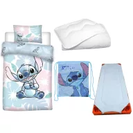   Disney Lilo i Stitch Pastel Blue dječji set posteljine za vrtić s navlakom za jorgan/jastuk, podlogom i torbom za sport 100x135 cm 40x60 cm
