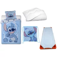   Disney Lilo i Stitch Whirlwind Blue dječji set posteljine za vrtić s podlogom, sportskom torbom i pokrivačem/jastukom 100x135 cm 40x60 cm