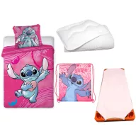   Disney Lilo i Stitch Heartbeat Planet dječji, vrtićki set za posteljinu, podmetač, sportska torba i pokrivač/jastuk 100x135 cm 40x60 cm