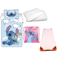   Disney Lilo i Stitch Pink Clouds Planet dječji, vrtićki set posteljine, prekrivača, torbe za sport i jastučnice 100x135 cm 40x60 cm