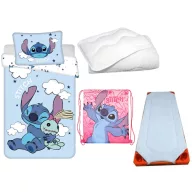   Disney Lilo i Stitch Blue Clouds Planet dječji, vrtićki set posteljine, podloga, sportska torba i pokrivač/jastuk 100x135 cm 40x60 cm