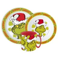   Grinch Christmas Mischief pribor za jelo, set mikropilastike s šalicom 390 ml