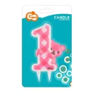 Prvi rođendan Pink Teddy svjećica za tortu sa sjajem