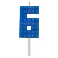   Kocke Blue Blocks Plava svjećica za tortu u obliku kocke gradivnog materijala broj 6