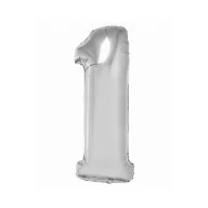 Brojevi Silver Srebrni balon u obliku broja 1, 76 cm