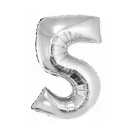 Brojevi Silver Srebrni balon u obliku broja 5, 76 cm