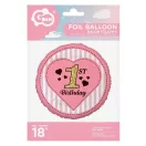 Prvi rođendan Pink folijski balon 36 cm