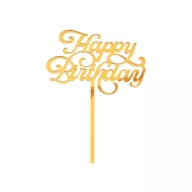   Sretan rođendan Gold Zlatna dekoracija za tortu Happy Birthday 15 cm
