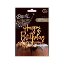 Sretan rođendan Gold Style Zlatna dekoracija za tortu Happy Birthday 14 cm