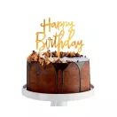 Sretan rođendan Gold Style Zlatna dekoracija za tortu Happy Birthday 14 cm