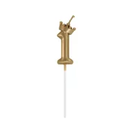   Brojevi Champagne Crown Zlatna svijeća s brojem 1, tortna svijeća 6 cm