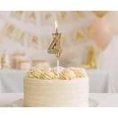 Brojevi Champagne Crown Zlatna svjećica za tortu broj 4, 6 cm
