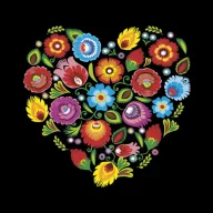 Šareno Folk Heart Black Cvjetni ubrus 20 kom 33x33 cm