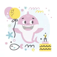   Sretan rođendan Pink Shark Salveta Happy Birthday 20 kom 33x33 cm