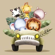 Životinje Safari in the Jeep salveta set 20 komada 33x33 cm