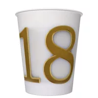   Sretan rođendan Gold Motifs Papirnata čaša Happy Birthday 18, set od 8, 250 ml