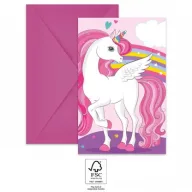 Jednorog Rainbow Colors pozivnica za zabavu 6 kom FSC