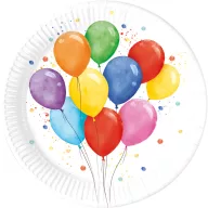 Šareno Colored Papirnati tanjuri s balonima, 8 kom, 23 cm