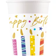   Šareno Multicolor Candles Happy Birthday papirnate čaše 8 kom 200 ml FSC