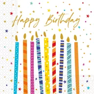   Šareno Multicolor Candles Happy Birthday salvete 20 kom 33x33 cm FSC